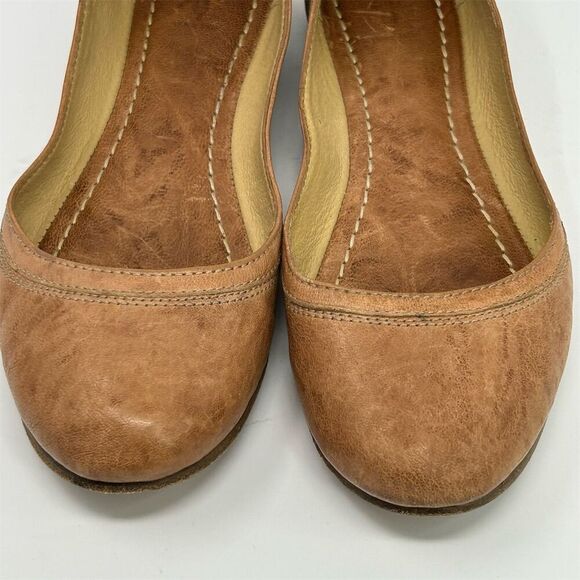 Frye Carson Ballet Flat Cognac Tan Brown Leather Slip-On Casual Shoes Size 7 - Picture 5 of 13